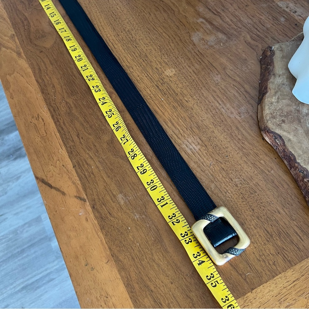 100% LEATHER VINTAGE GOLD AND BLACK TEXTURED BELT #0347 - Picture 9 of 11